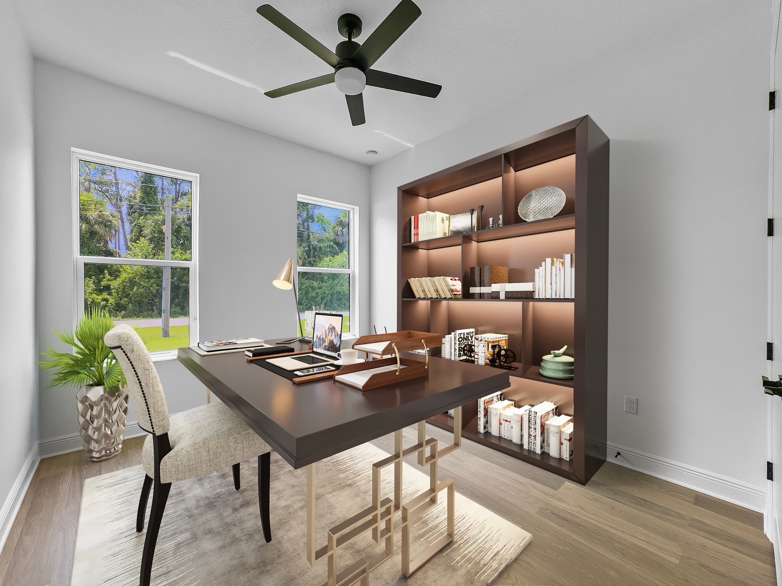 Virtually staged home office